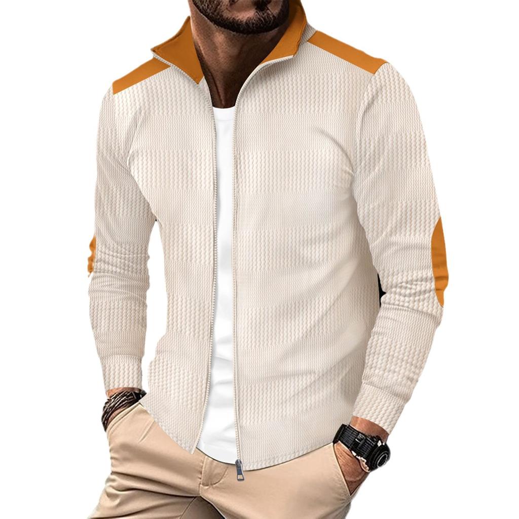 2024 Fall Men's Casual Long Sleeve Youth Men's Wrist Embroidered Lapel Collar Zipper Casual Jacket for Men