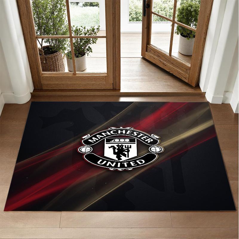 Manchester United FC Design Crystal Velvet Rug Soft Decorative Mat for Bedroom Entrance