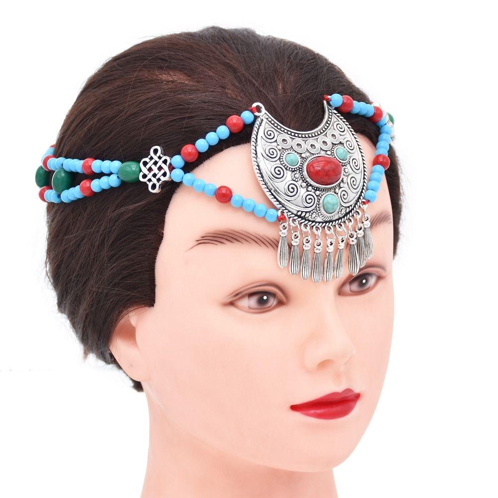 Women Head Chain Bohemia Hair Chain Tassel Beads Tassels Headbands  for Children
