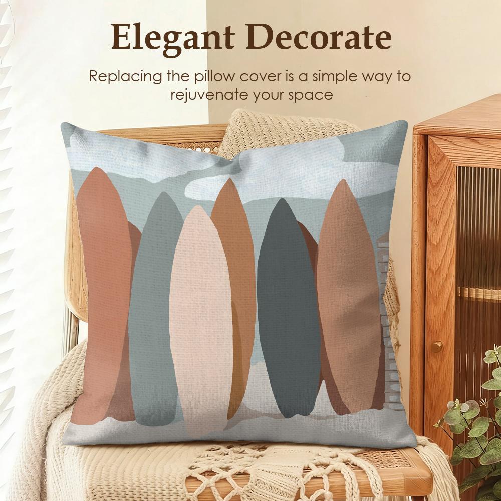 Summer Surfing Ins Art Cushion Cover Natural Linen Organic Fabric DoubleSided Printing Sofa Home Decor Gift Pillow Case
