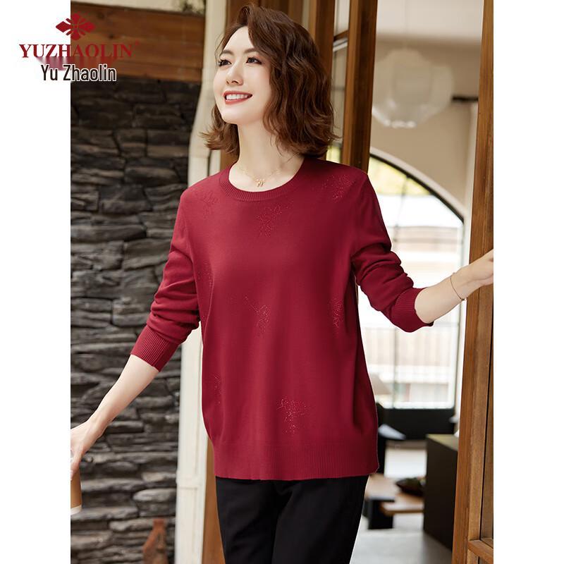 YUZHAOLIN Women's Mid-Aged Knitted Pullover Sweater