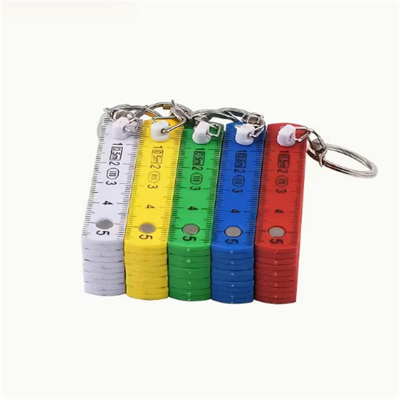 10 Segment Keychain Plastic Folding Ruler Portable Pocket Measuring Tool with Inch and Centimeter Scale for DIY Handyman