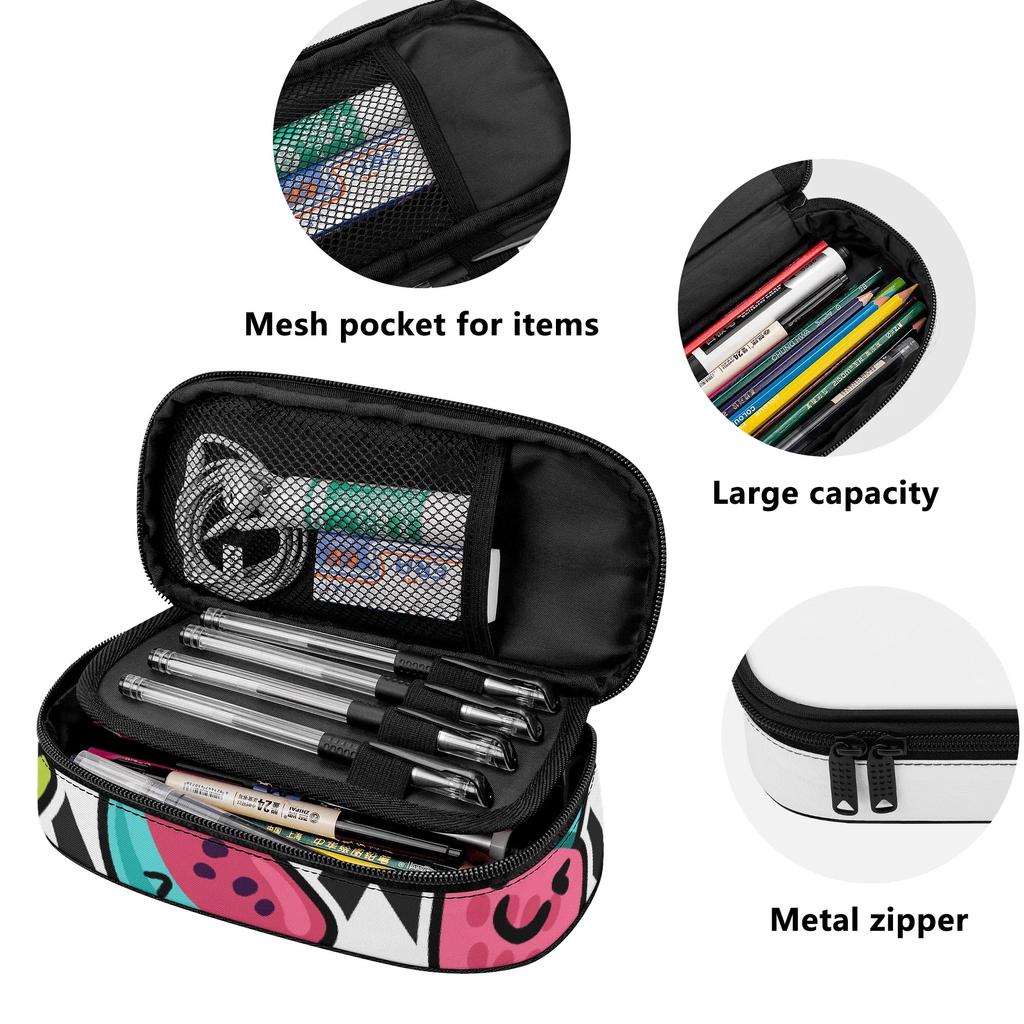 Pencil Case Zip Around Closure Spacious Storage 300D Polyester with Mesh Pocket Removable Divider and Pen Slots for Boys Girls