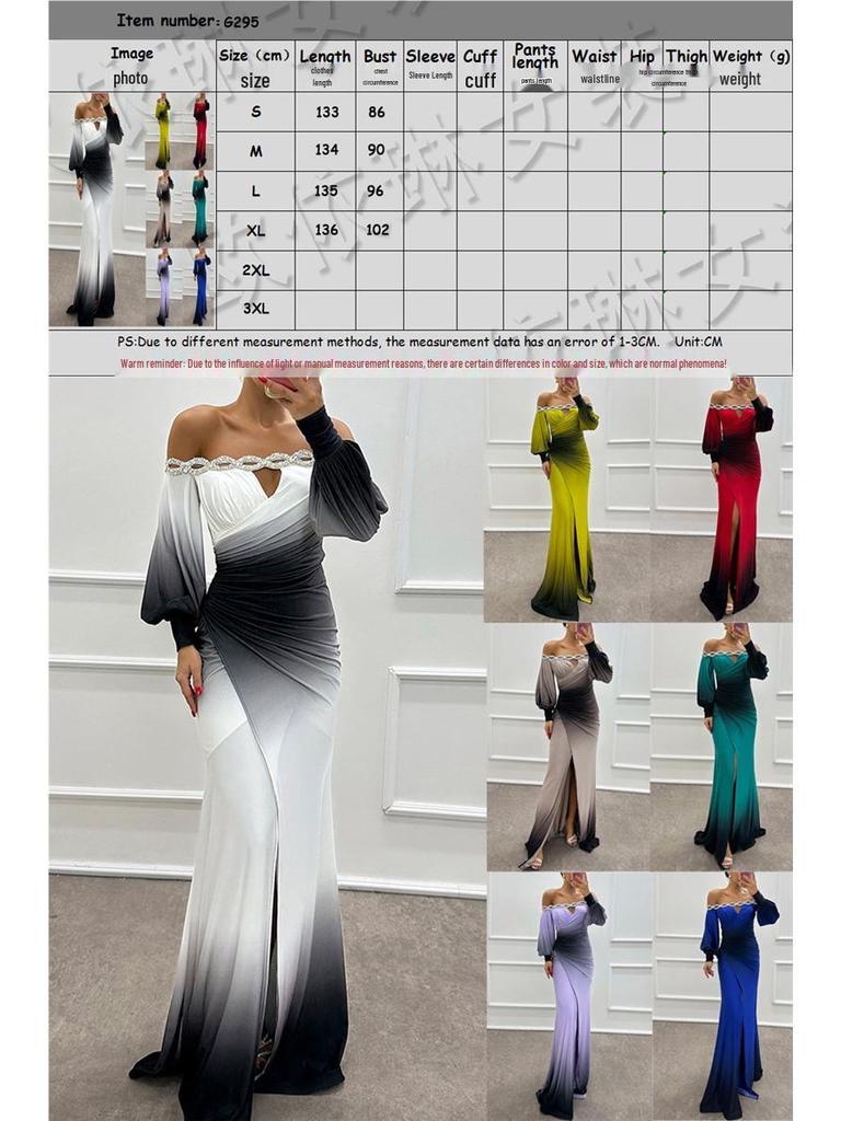 2026 Autumn/Winter One-Shoulder Printed Dress - Long Sleeve Casual Party Wear for Women