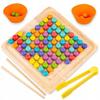 Puzzle Montessori En Bois À Billes Colorées - Apprendre Les Couleurs Et Compter, Avec Pinces Et Baguettes (KP9852)