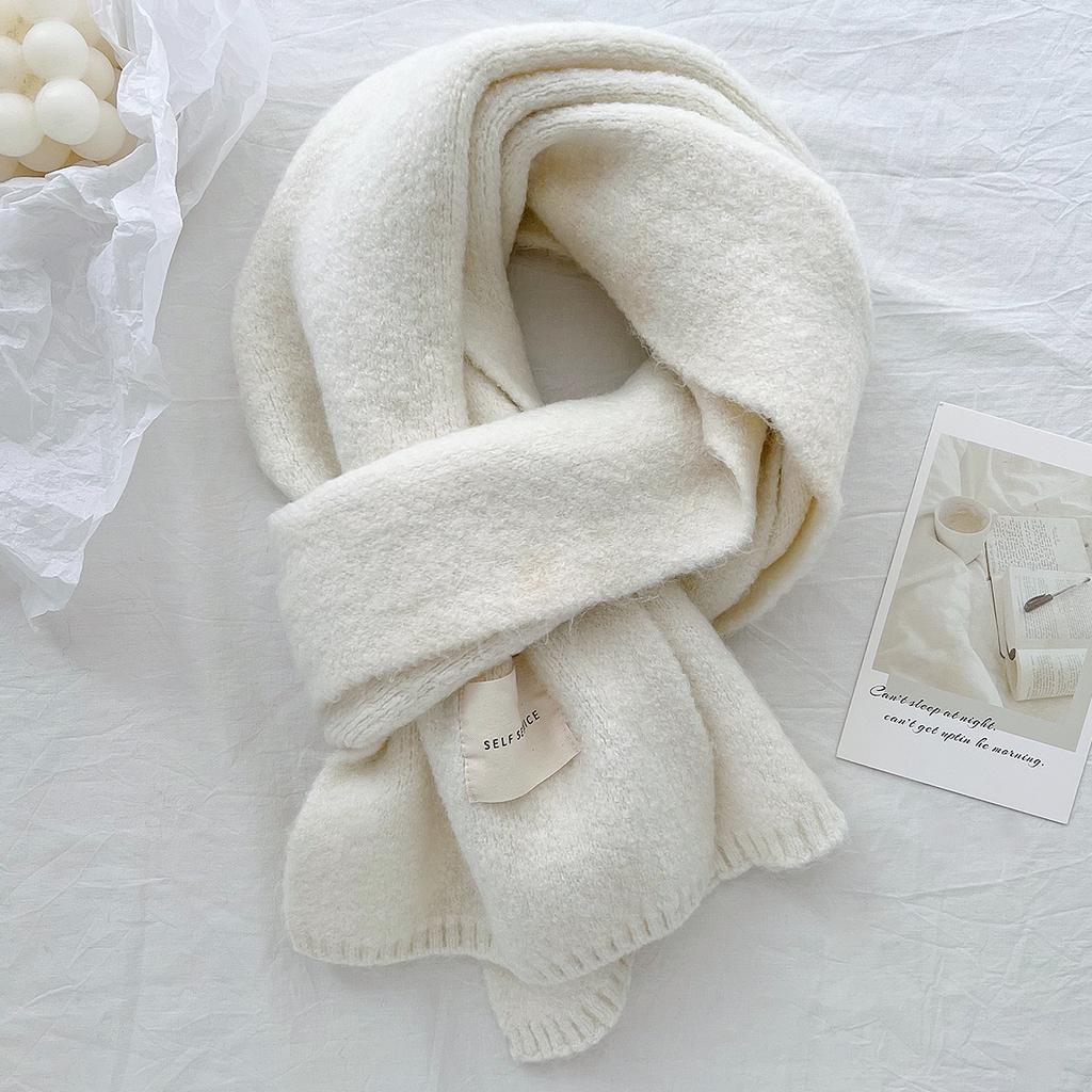 1116 Autumn and Winter New Solid Color Knitted Scarf Women's Daily Travel Temperament Versatile Scarf Winter Windproof and Cold