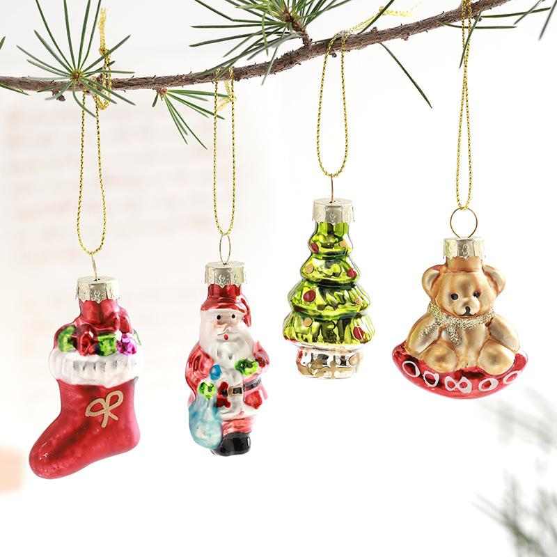6/9PC set Christmas Glass Pendant Santa Claus Decorati Atmosphere for Xmas Tree Pendants DIY Home DecorArrangement Gift Box 2026