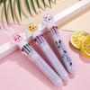 Korean 10-Color Glitter Rabbit & Cat Ballpoint Pen Set - Multifunctional & Transparent for Journaling