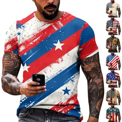 Independence Day Print - Men's Printed Casual Round Neck Short Sleeved T-shirt