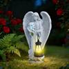 Solar Powered Outdoor Garden Angel Statue With Lantern Decor Yard Patio Villa Lawn Lighting
