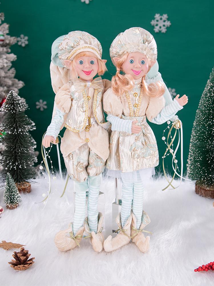 Macaron-colored Christmas Elf Couple Plush Ornament