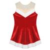 Girls Santa Claus Costume Soft Flannel Design Sleeveless Sequins Ballet Dress Ice Skating Bodysuit