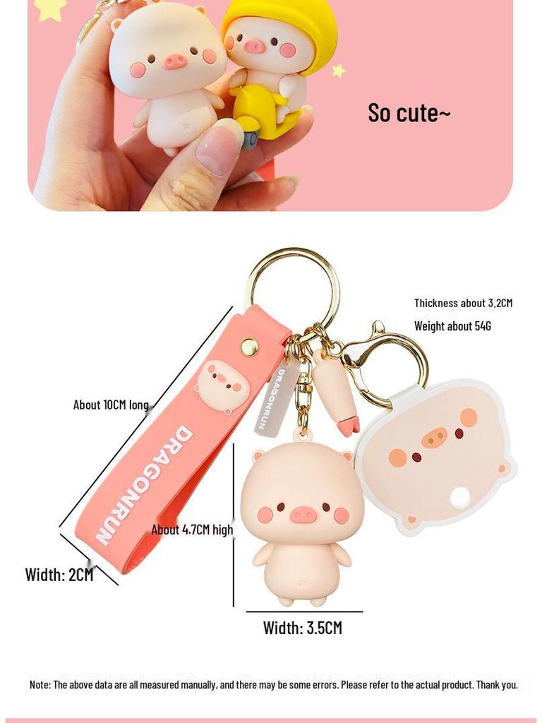 Cute Pig Keychain for Women: Couple Backpack Pendant & Electric Car Charm