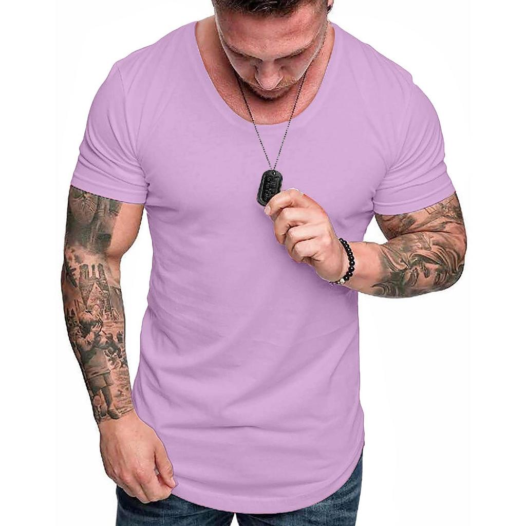 Fashion Men's Summer Slim Fit Casual  Short Sleeve T-shirt Top Blouse