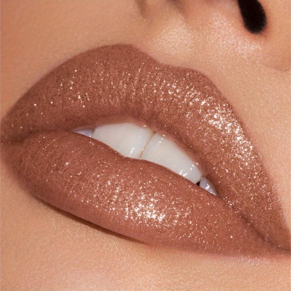 Lila Roter Lippenstift Glitzer Metallischer Lippenstift Hohe Pigmentierung Perlmutt Diamant Matt Lippenstift Nicht an Tasse haftend Langanhaltender Lippenlack Lipgloss