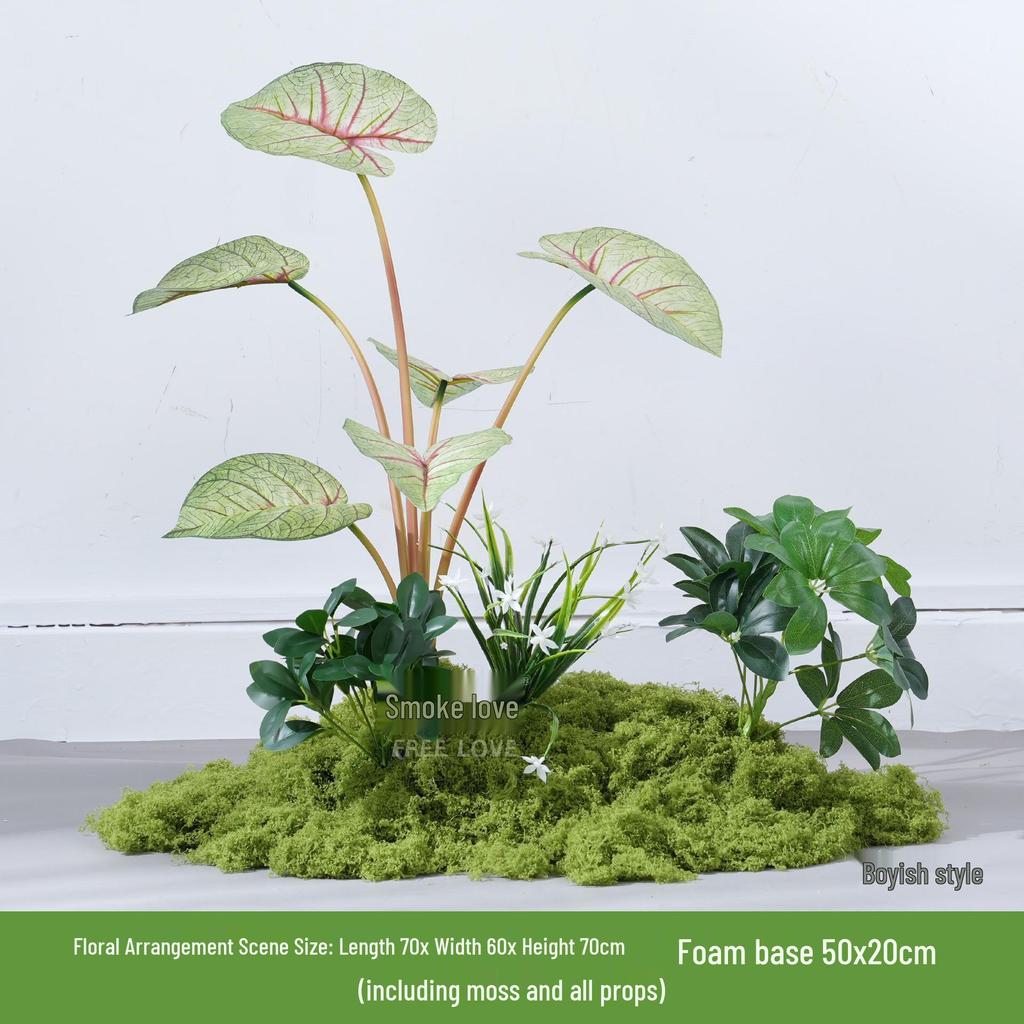 Luxury Faux Green Plant and Flower Decor - Indoor Moss and Grass Clusters for Elegant Landscaping.