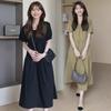 Sommerliches Midi-Kleid im koreanischen Stil, locker, einfarbig