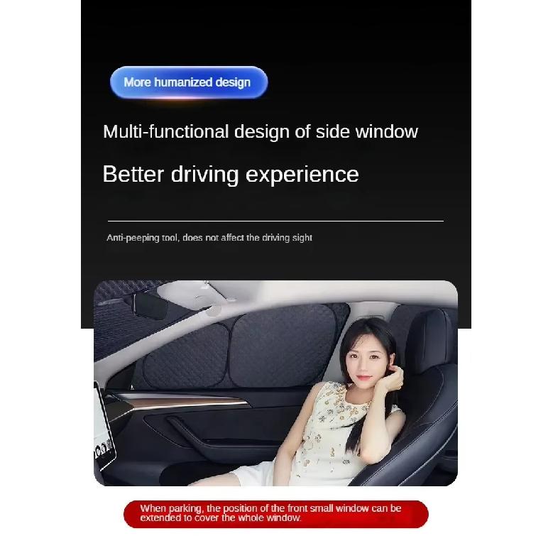 Upgraded Privacy Sunshades for Tesla Model Y / YL 2026 Side Window Windshield Blackout Sun Visor Camping Interior AccessoriesWindshield Sunshades 1