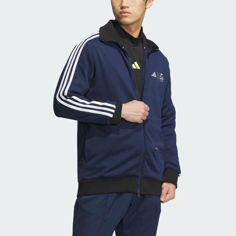 Adidas X Clubhaus Collaboration Track Jacket Three Stripes Color Block Letter Embroidery Golf Retro Jacket Men Jacket Navy-Blue IT6869