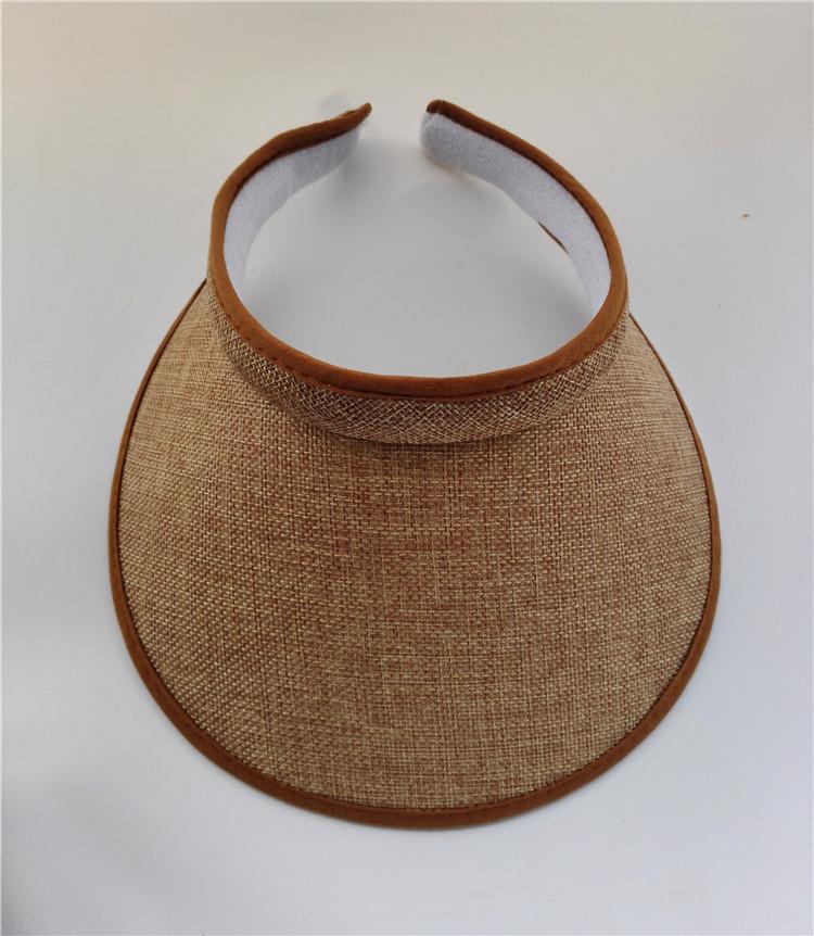 

Summer Breathable Straw Sun Hats Topless Empty Sun Visor Cap hat Ladies Adjustable Nature Straw Topless Beach Trip Cap Adult size (54-58cm) коричневий