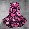 Women's Fashion Casual Valentine's Day Printed Long Sleeve V-Neck Sexy Dresses