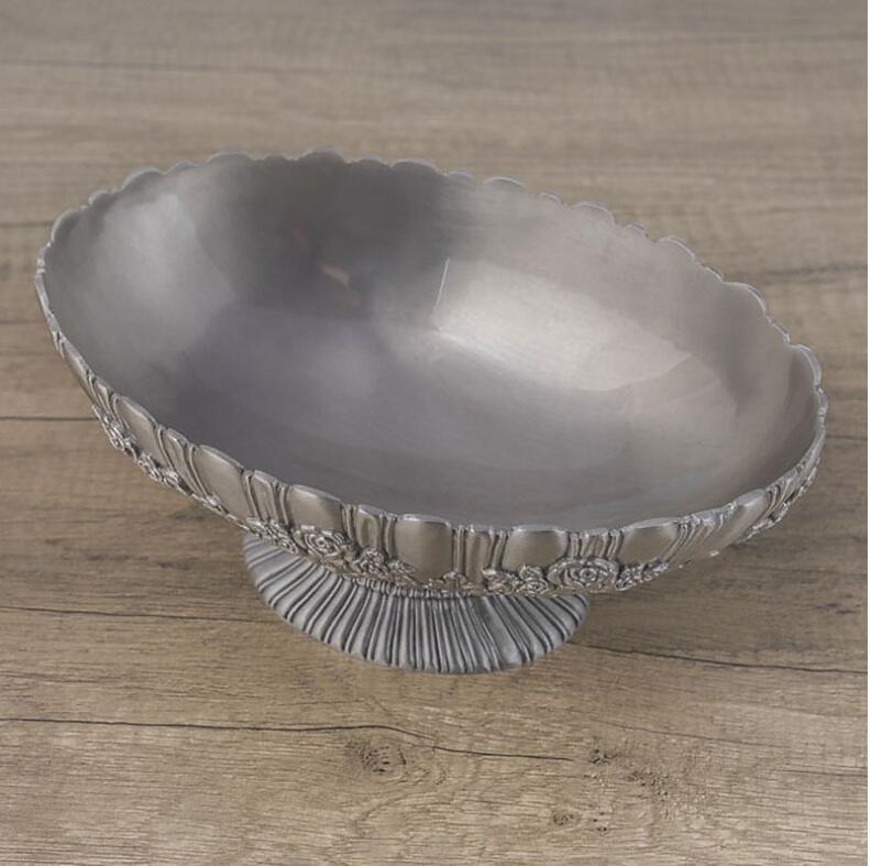 Oval Metal Fruit Tray for Home Decor, Plate Serving Tray, Fruit Stand, Snack Bowl, Europe, Retro, Europe