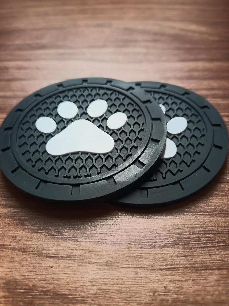 BEAGLE CAT Paw Pattern Non-Slip Car Coaster (Black)
