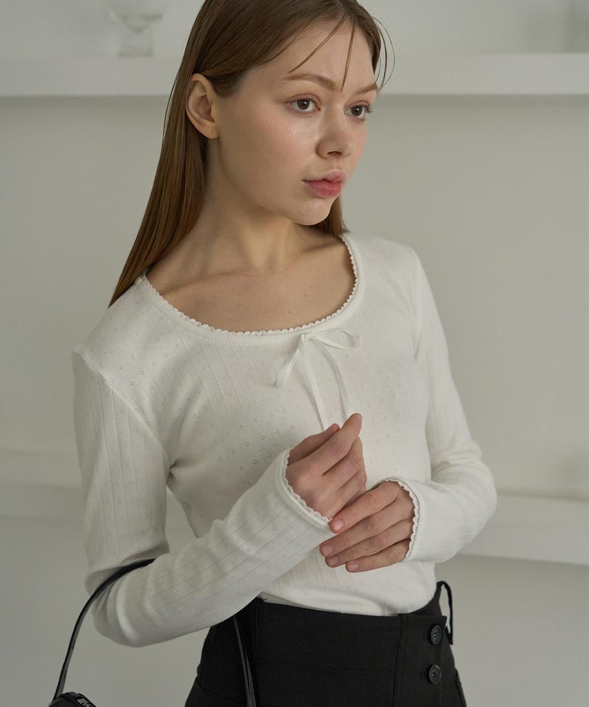 5OML Lace Punched Ribbon Long Sleeve (Black)