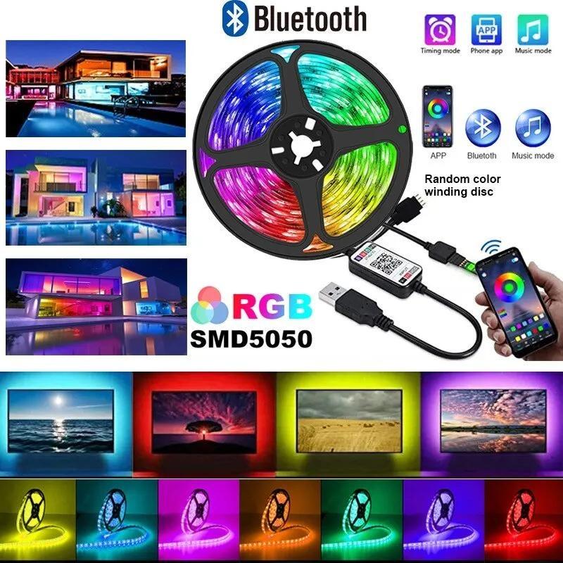 Tiras de Luces de Ambiente de Fondo RGB 5050 Color Bluetooth 5v Set de Luces TV Mesita de Noche Barra Luz de Ambiente Decoración de Iluminación