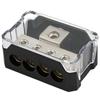 1x0 Gauge Input To 4x4 Gauge Output Power Ground Distribution Block Black&Silver