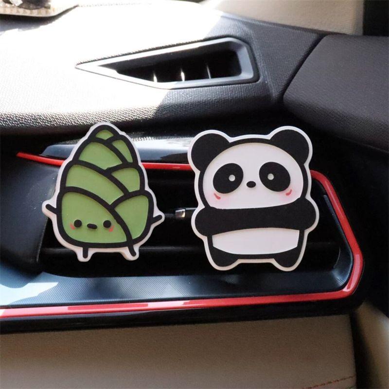 

Cute Auto Perfume Aromatherapy Cartoon Beer Duck Fishing Fish Air Outlet Clip Decorative Fragrance Fragrant Stone Creative Gift Panda+Bamboo(A Bottle of 5ml Essential Oil)