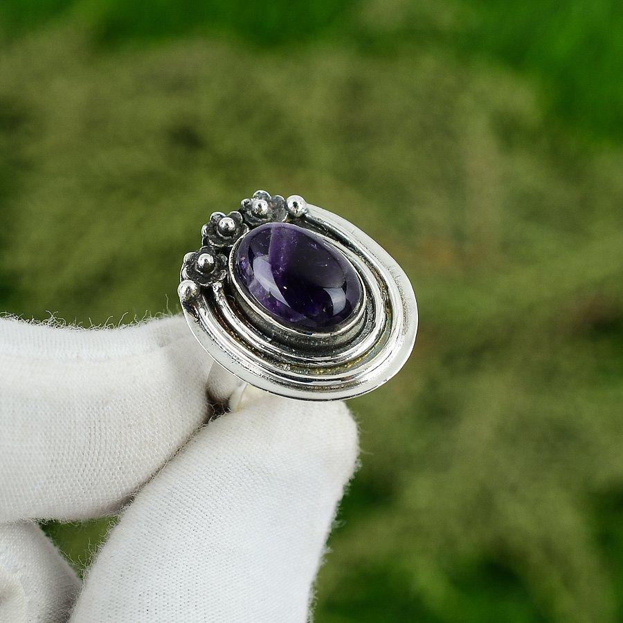 Natural Chevron Amethyst Multi Stone Adjustable Ring 925 Silver For Women Adjustable