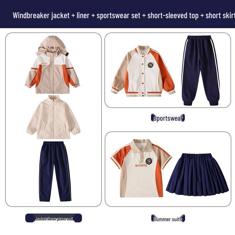 Młodzieżowy Zestaw Sportowy Wiosna & Jesień - 3-częściowy Mundurek dla Uczniów Szkoły Podstawowej, Gimnazjum i Przedszkola