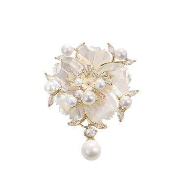Pearl Seashell Cherry Blossom Zircon Sparkling Diamond Flower Chest for Entrance Gift for Gift Box Included Brooch, Women's Corsage, Decoration,
