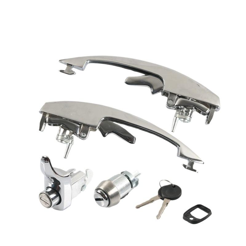 2 Stück silberne äußere Türgriffe links und rechts mit 2 Schlüsseln für VW Käfer VW Vocho 1973-2004 OEM 111837205J 1BM827503 1BM837205