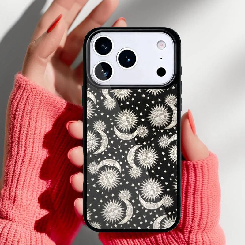 Sun Moon Face Phone Case for iPhone 17 Air 16e 15 14 13 Pro Max Back Cover for 12 11 Pro Coque