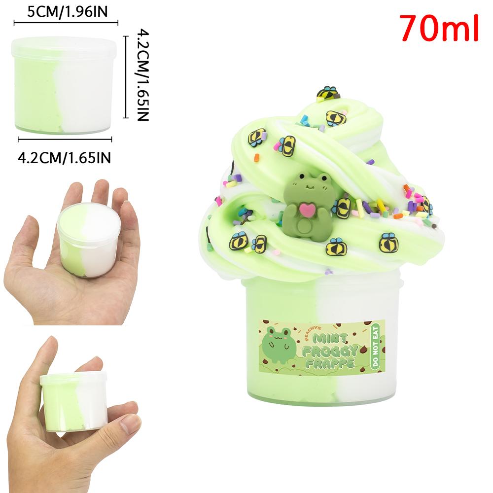 

70ml Frog Whale Theme Charms DIY Butter Slime Kit - Bicolor Fluffy Super Stretchy Slime Putty for Kids, Ideal Christmas Gift
