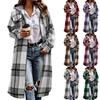 Women's Casual Loose Fit Plaid Zip-Up Hooded Jacket Long Sleeve Outerwear for Fall and Winter