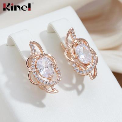 Orecchino Ovale Lucido Kinel Zircone Cubico Per Donna