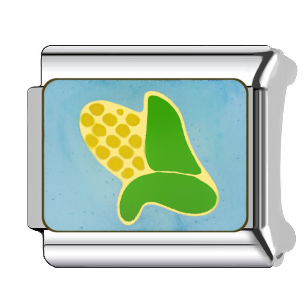 Bracelet Modular Titanium With Steel Cartoon Fruit And Vegetable Charms