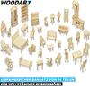 WOODART Puppenmöbel Holz Bausatz Mini Puppen Möbel DIY Set 3D-Puzzle [34tlg]