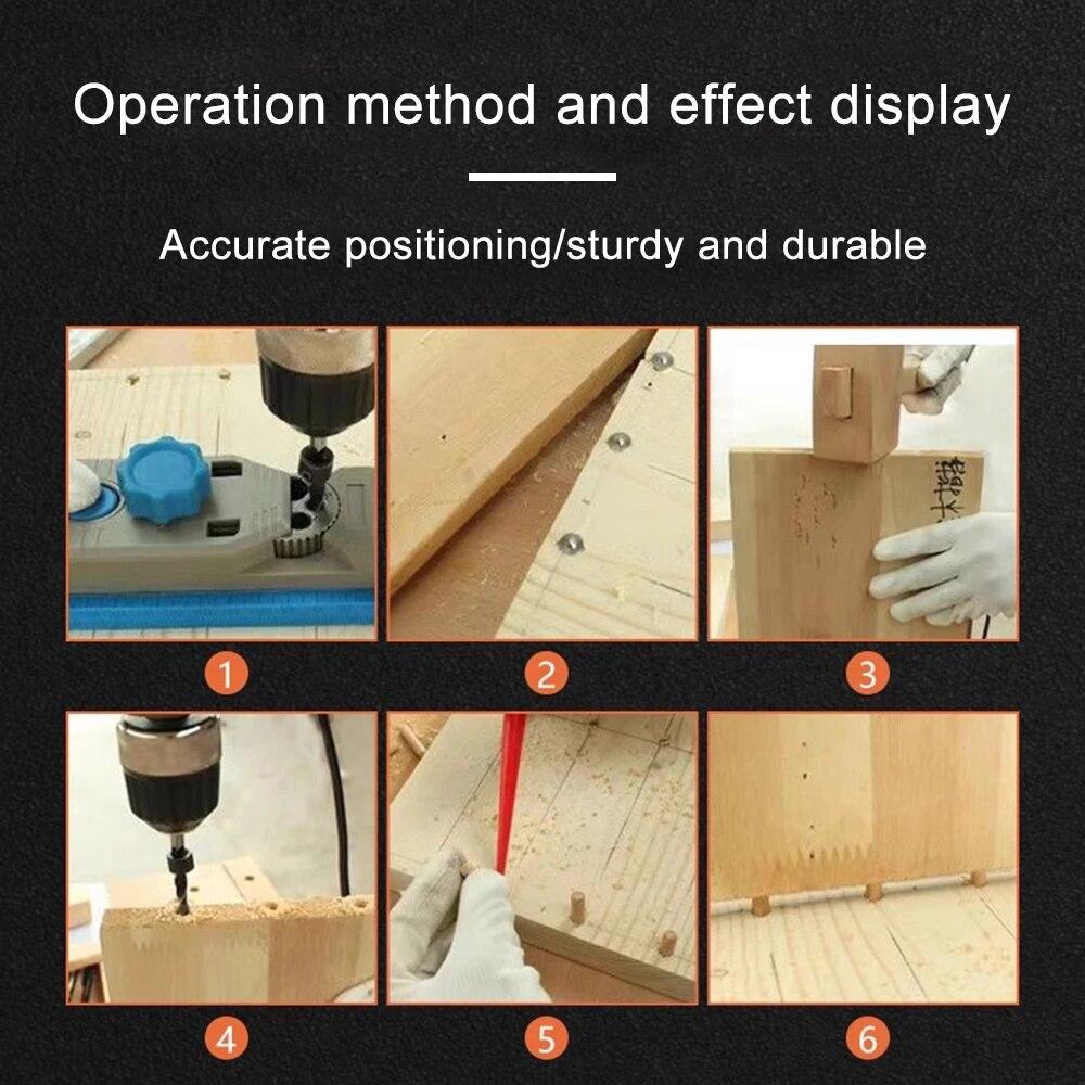 8pc Panel Furniture Positioning Woodworking Round Wooden Tenon Black Top DIY Silver Locator Wooden Pin Center Punch Tool Set