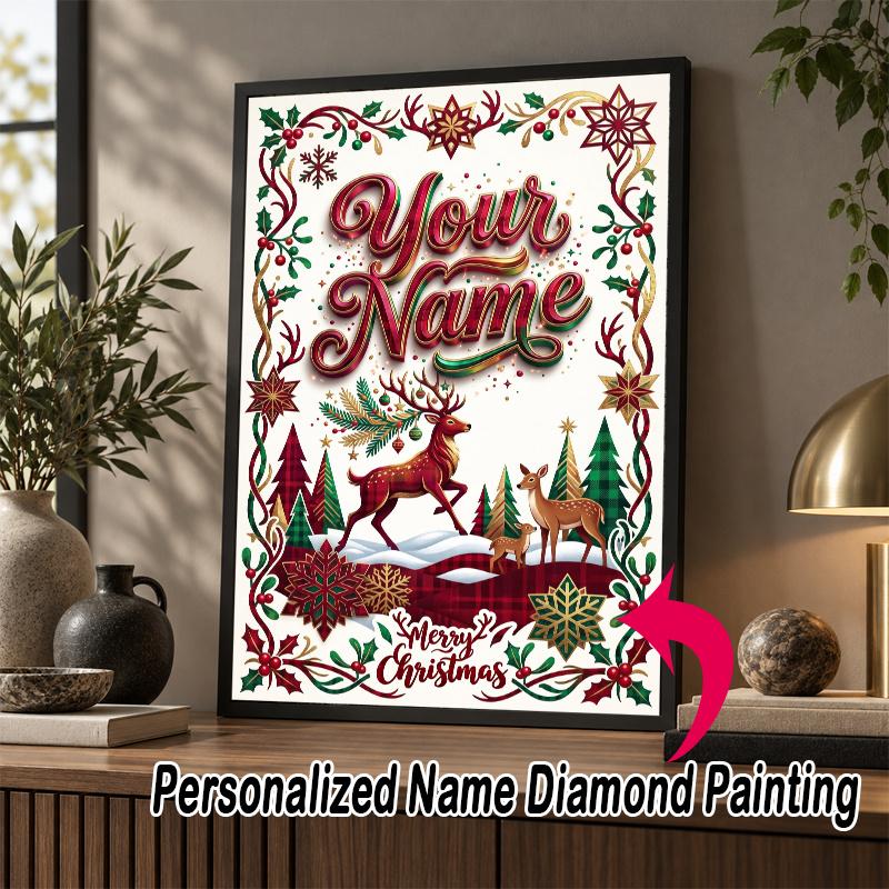 Custom Name Christmas 5D Diamond Painting Personalized Full Drill Diamond Art Kit Gift