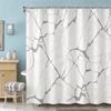 Marble Vein Shower Curtain 180x180cm – Black & White Glossy Design, Modern Minimalist Bathroom Decor, 12 Hooks