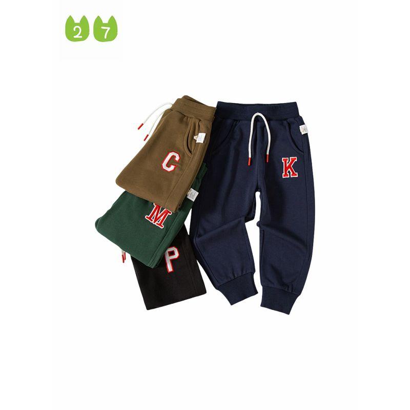 Children's Spring and Autumn Sports Pants for Boys and Girls, Letter Print Long Pants, Solid Color Casual Jogger Sweatpants for Boys