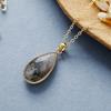 Hot Selling Simple Natural Stone Crystal Water Drop Pendant Copper Plated Real Gold Necklace Daily Jewelry