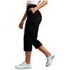 Women Denim Capri Pants Casual Loose Fit Mid Rise Stretchy Fabric Seven Quarter Length Cargo Style with Pockets