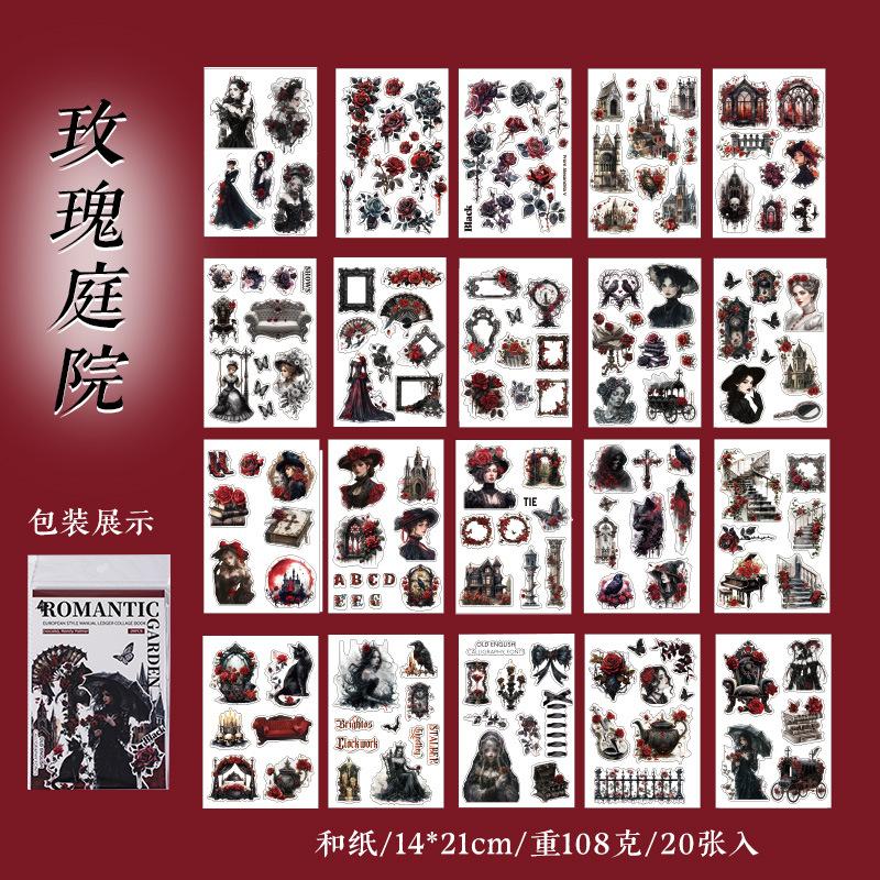 Mr. Paper, 20pcs/book, Vintage Floral Character Sticker Book, Scrapbook Supplies, Decorative Notebook, Photo Frame, Phone Case