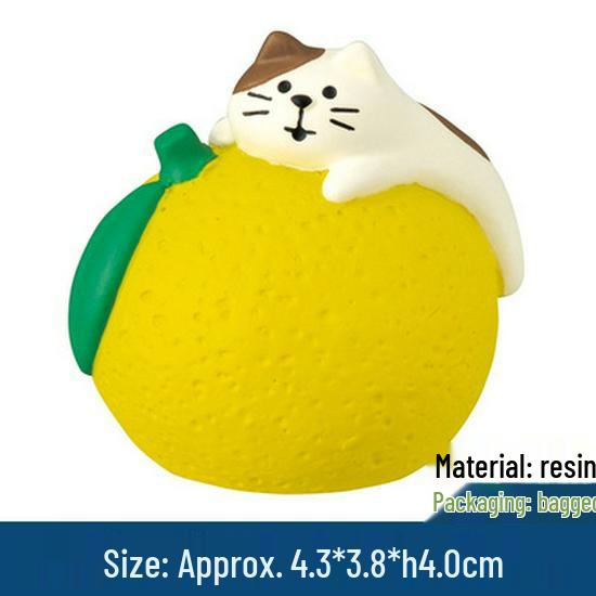 Japanese Zakka Autumn Yuzu Disguised Cat Tea Resin Ornament