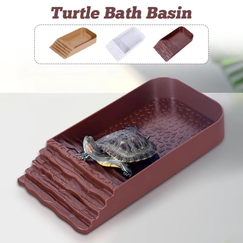 Square Turtle Bath Basin Plastic Bathing Pool Reptile Ramp Reptile Water Dish  Pet Supplies